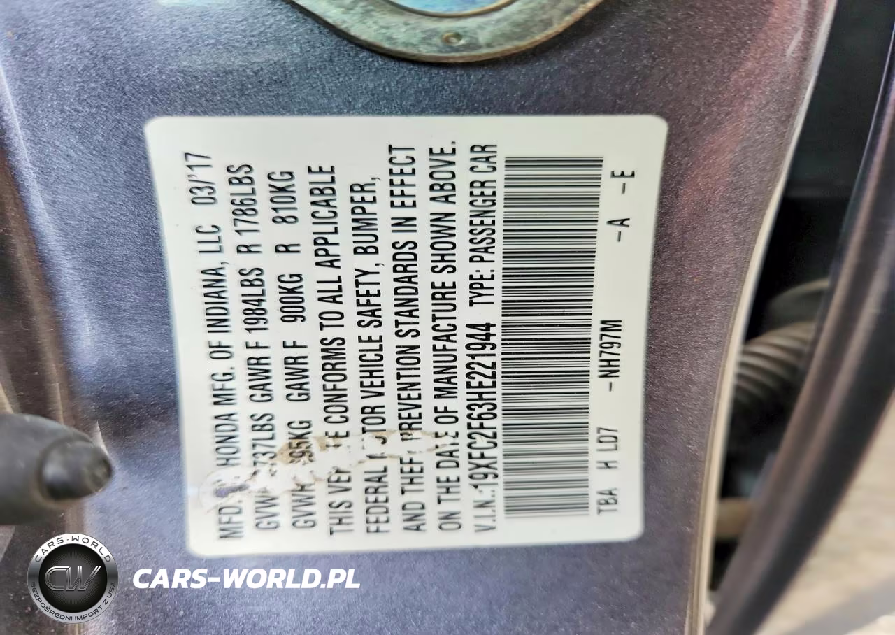 2017 Honda Civic Lx VIN:19XFC2F63HE221944 - 12