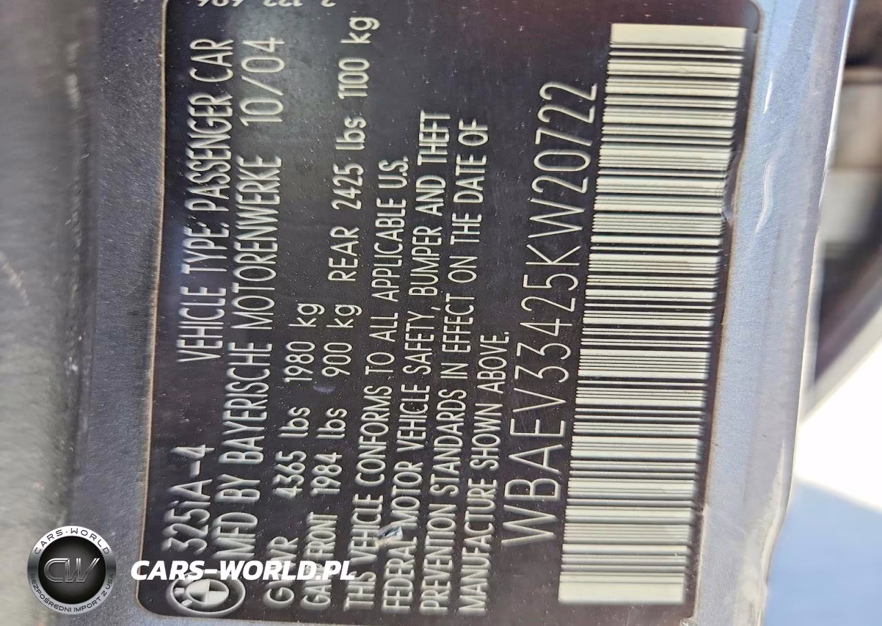 2005 BMW 325 I VIN:WBAEV33425KW20722 - 13