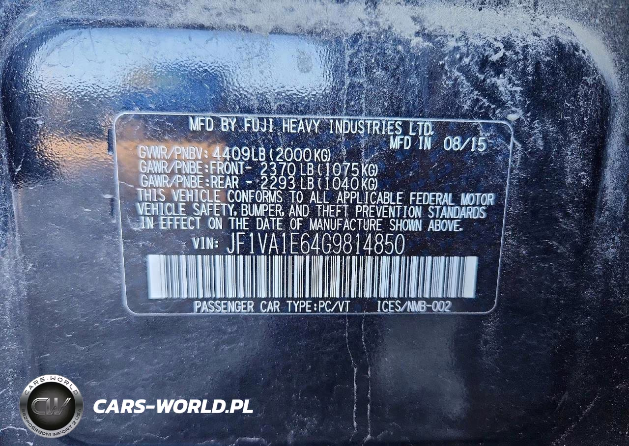 2016 Subaru Wrx Premium VIN:JF1VA1E64G9814850 - 12