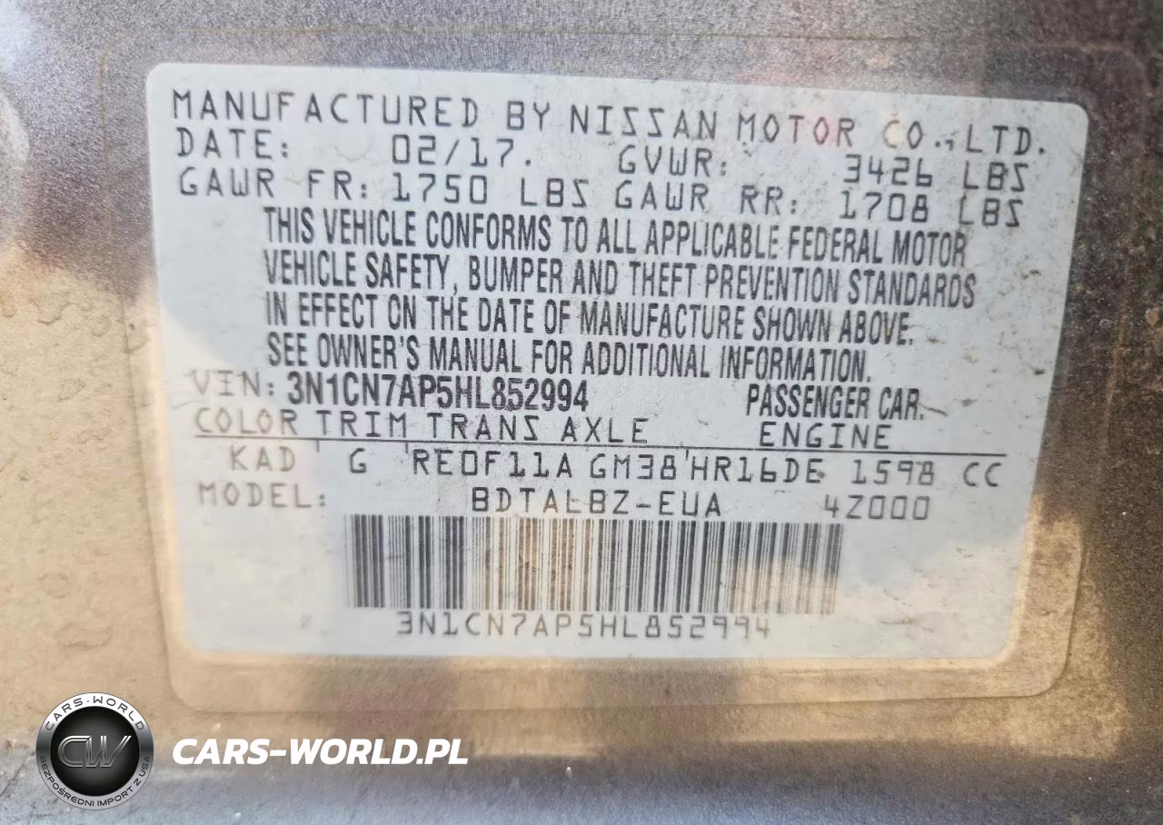 2017 Nissan Versa 1.6 Sv VIN:3N1CN7AP5HL852994 - 12