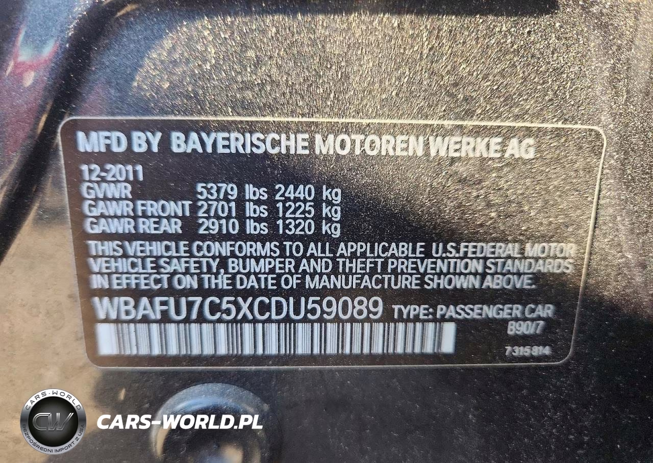 2012 BMW 535 Xi VIN:WBAFU7C5XCDU59089 - 12