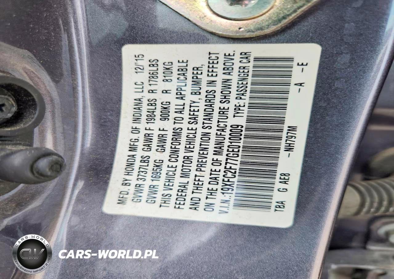 2016 Honda Civic Ex VIN:19XFC2F77GE010009 - 12