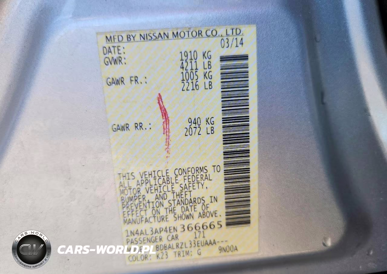 2014 Nissan Altima 2.5 S VIN:1N4AL3AP4EN366665 - 12