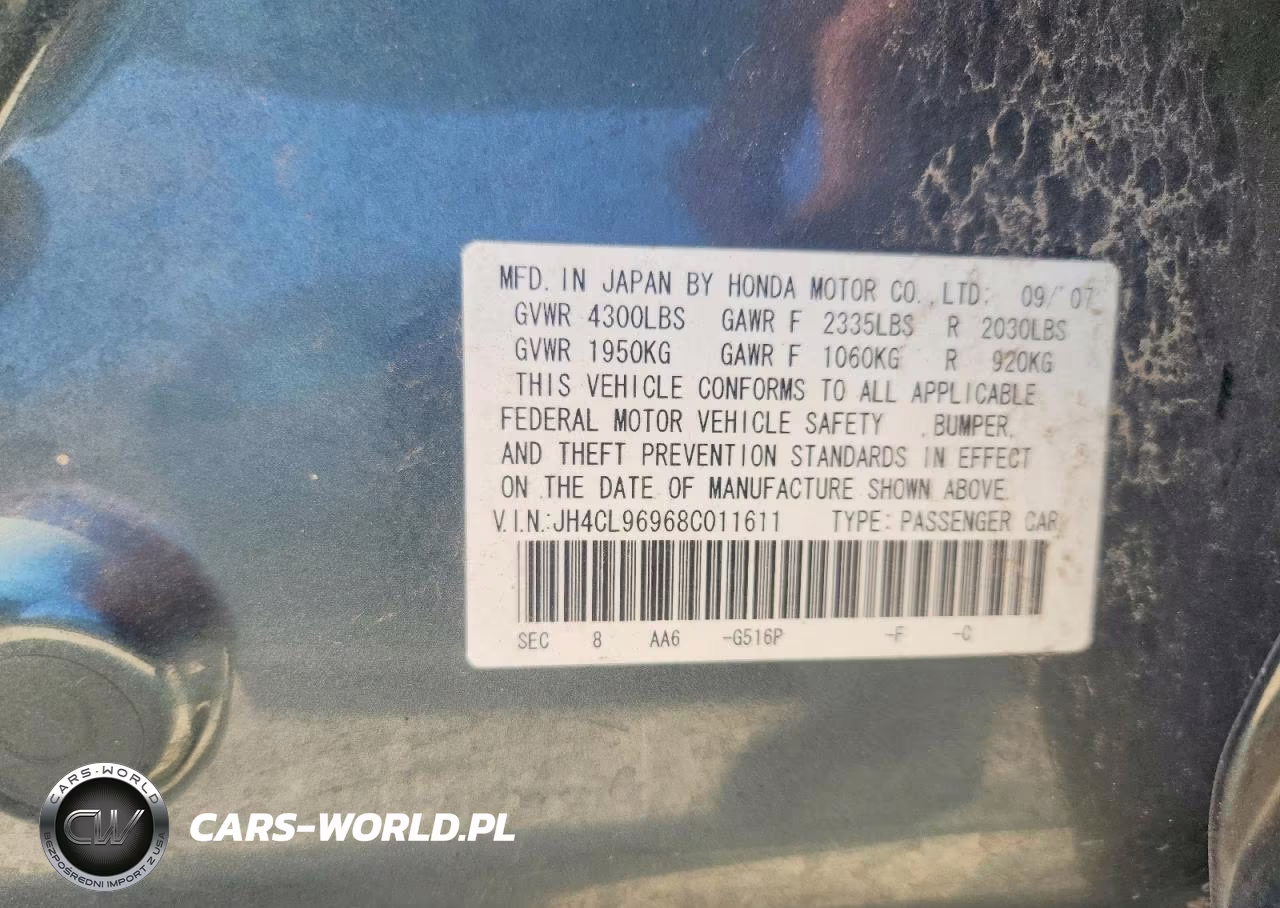 2008 Acura Tsx VIN:JH4CL96968C011611 - 12