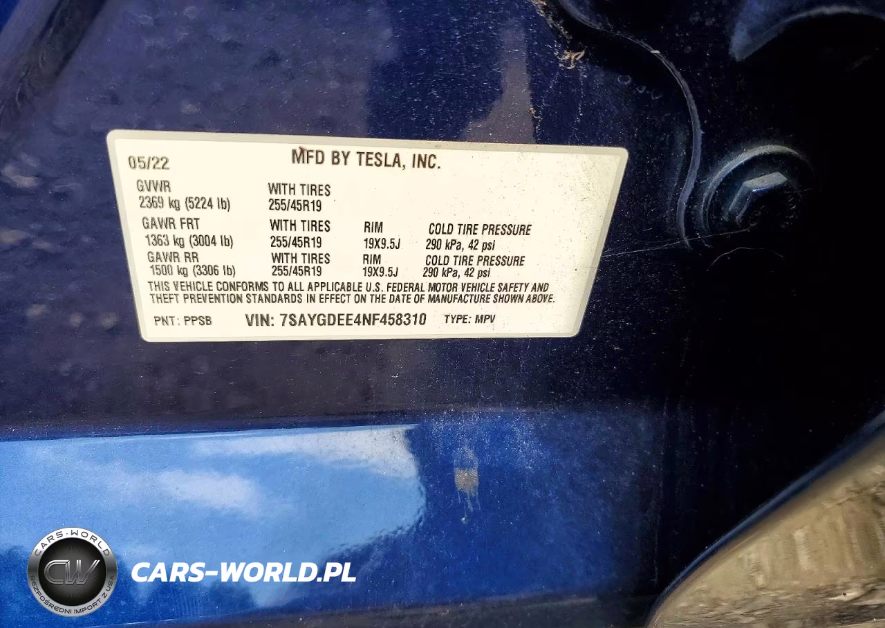 2022 Tesla Model Y VIN:7SAYGDEE4NF458310 - 12