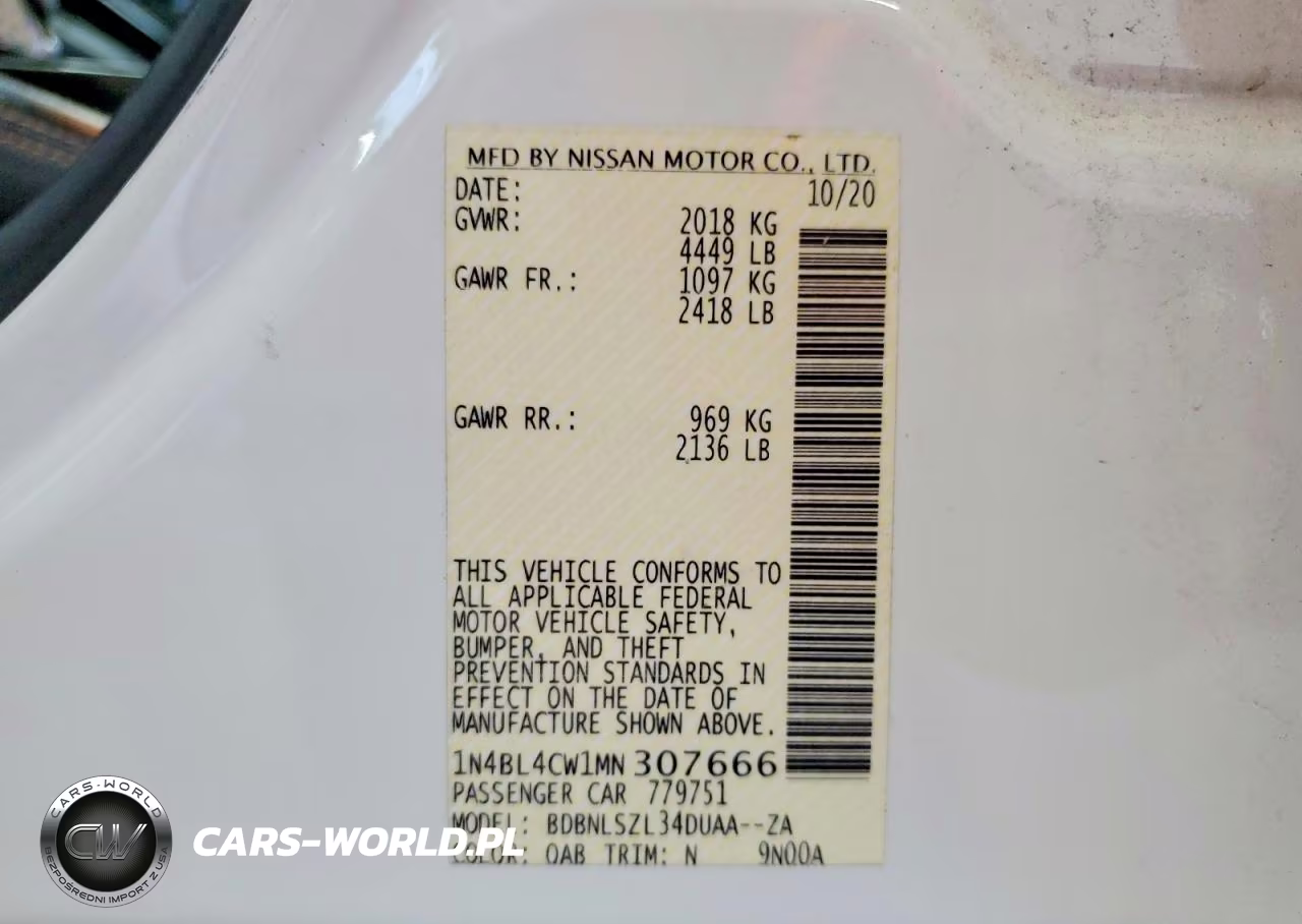 2021 Nissan Altima Sr VIN:1N4BL4CW1MN307666 - 12