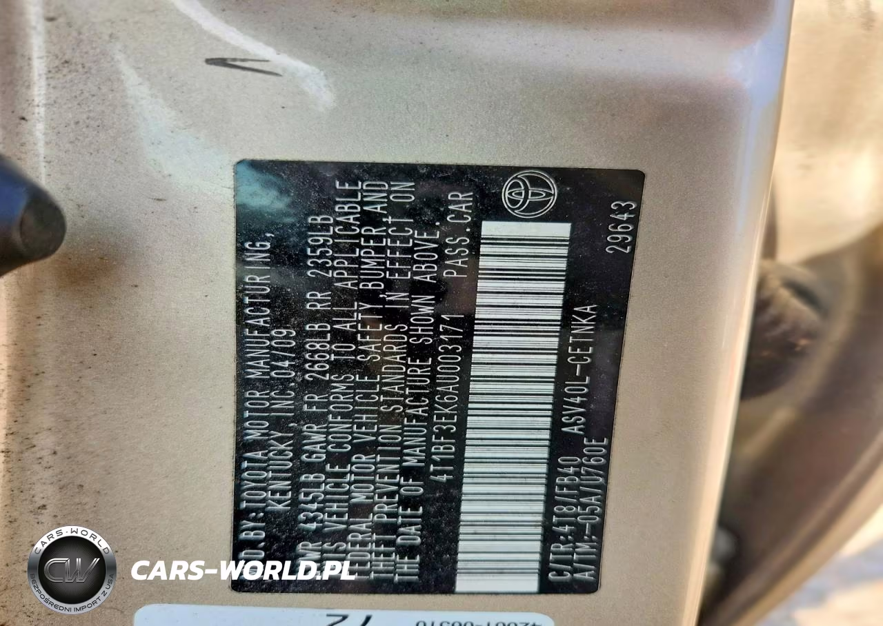 2010 Toyota Camry Le VIN:4T1BF3EK6AU003171 - 12