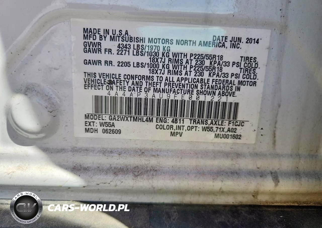 2015 Mitsubishi Outlander Sport Es VIN:4A4AP3AU9FE001221 - 13