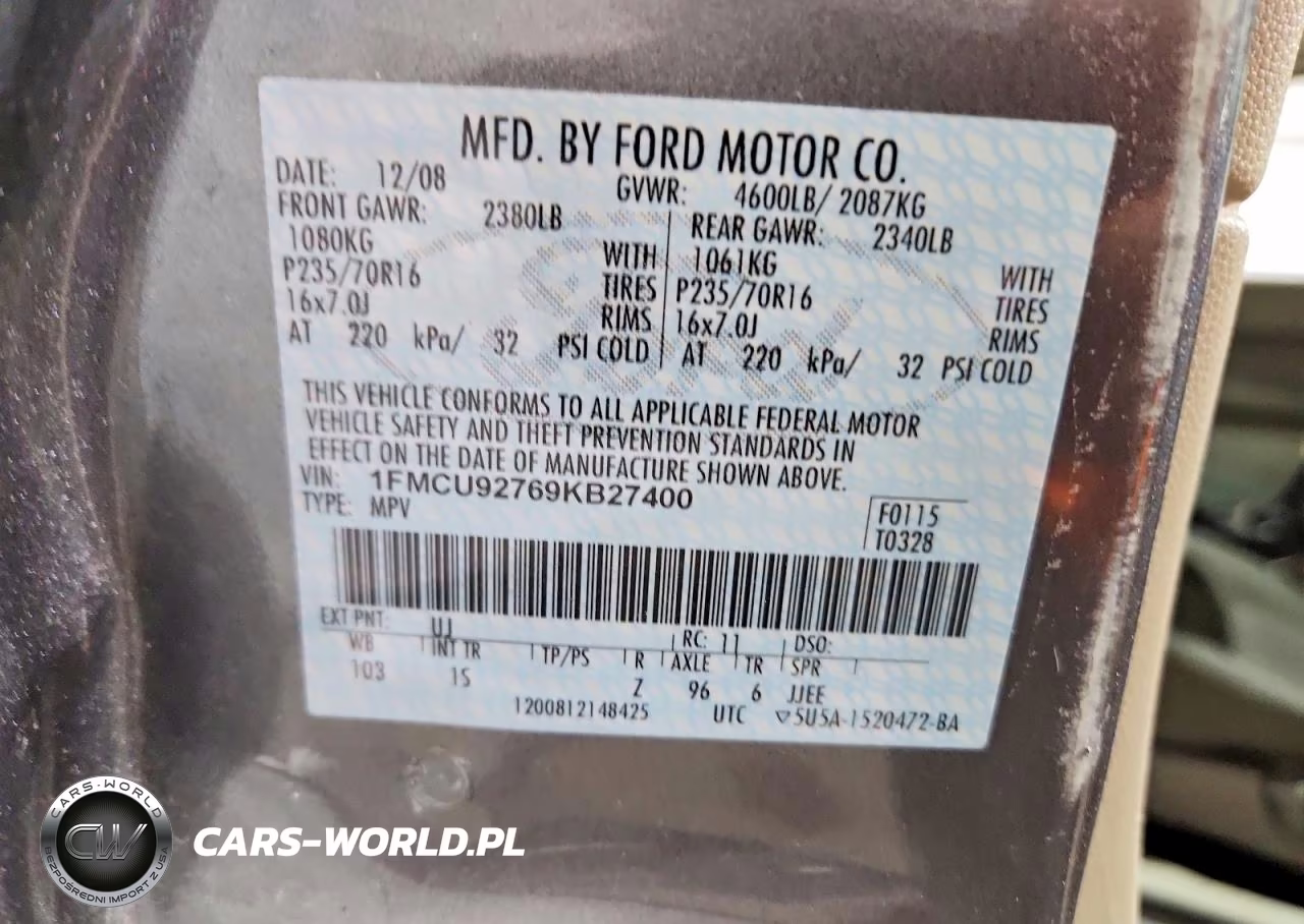 2009 Ford Escape Xls VIN:1FMCU92769KB27400 - 14
