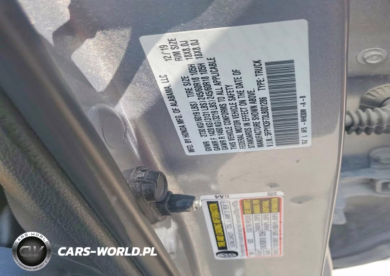 2020 Honda Ridgeline Rtl VIN:5FPYK3F73LB001286 - 12