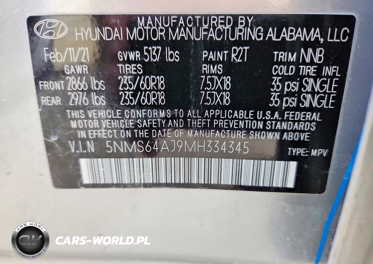 2021 Hyundai Santa Fe Sel VIN:5NMS64AJ9MH334345 - 14