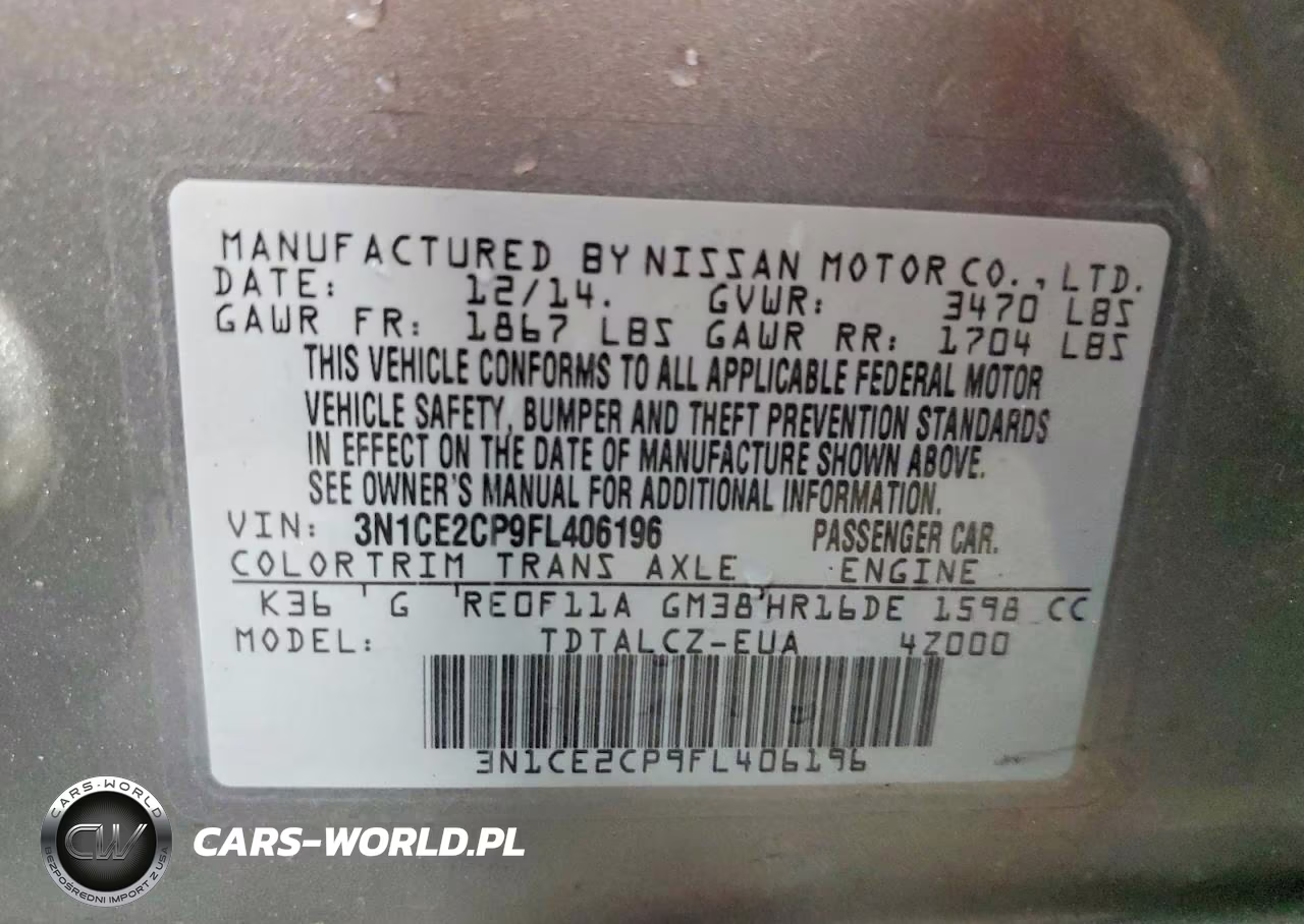 2015 Nissan Versa Note S Plus VIN:3N1CE2CP9FL406196 - 12