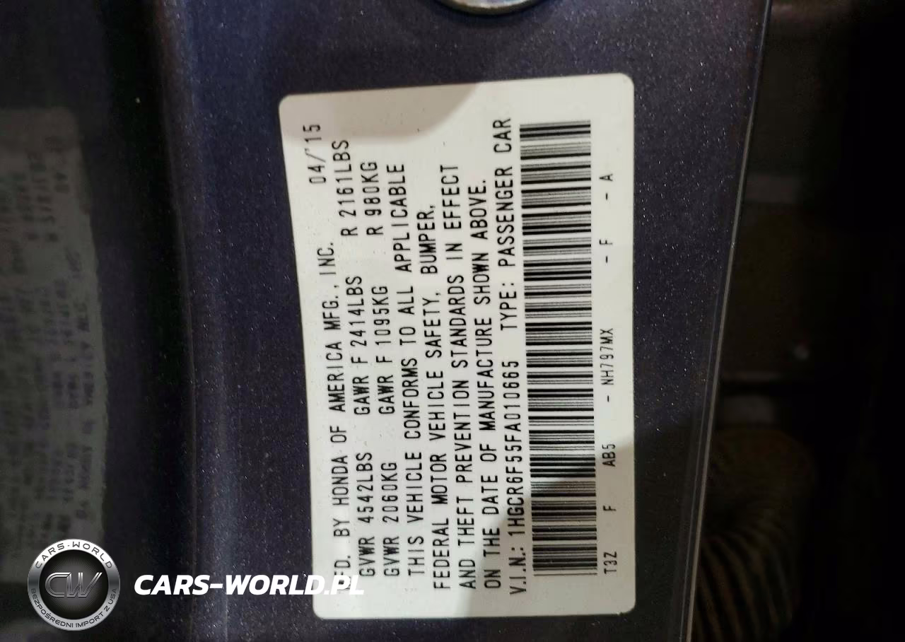 2015 Honda Accord Hybrid Ex-L VIN:1HGCR6F55FA010665 - 12