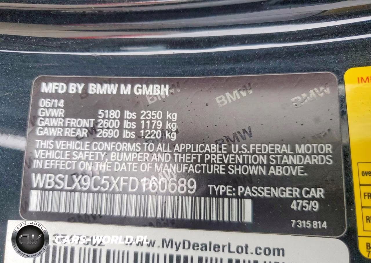 2015 BMW M6 VIN:WBSLX9C5XFD160689 - 13
