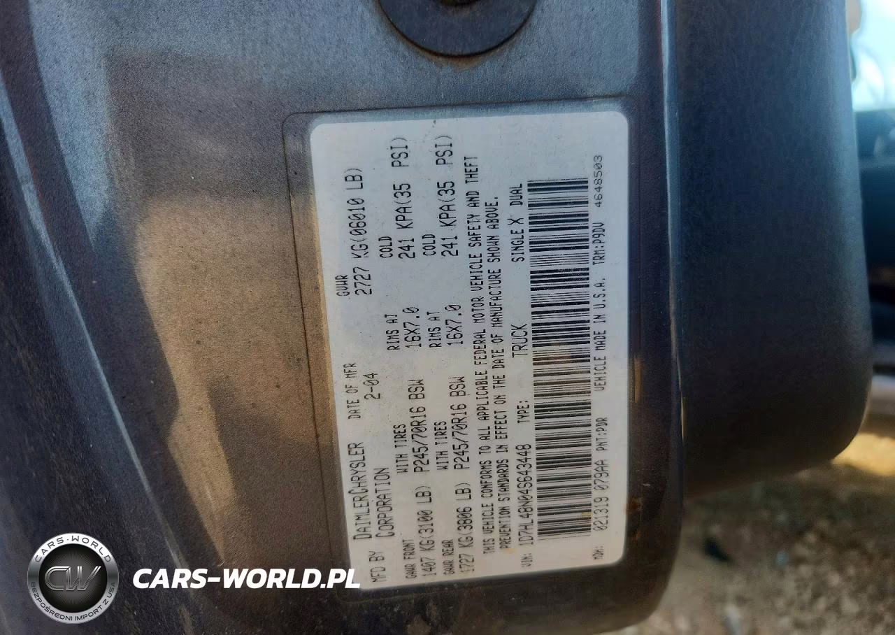2004 Dodge Dakota Quad Slt VIN:1D7HL48N04S643448 - 13