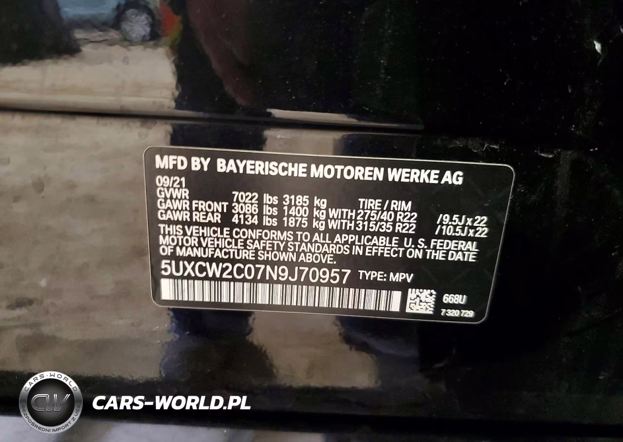 2022 BMW X7 xDrive40I VIN:5UXCW2C07N9J70957 - 13