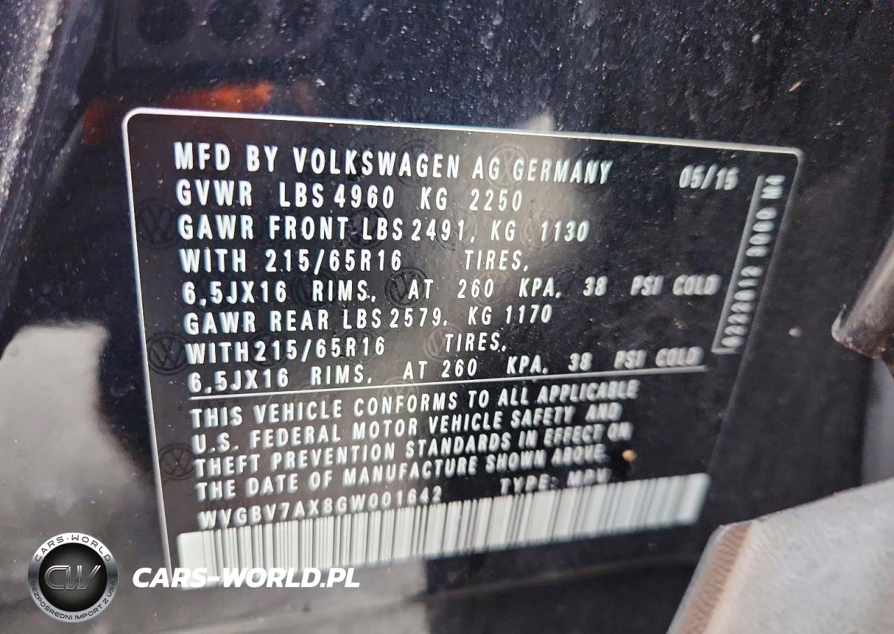 2016 Volkswagen Tiguan S VIN:WVGBV7AX8GW001642 - 13