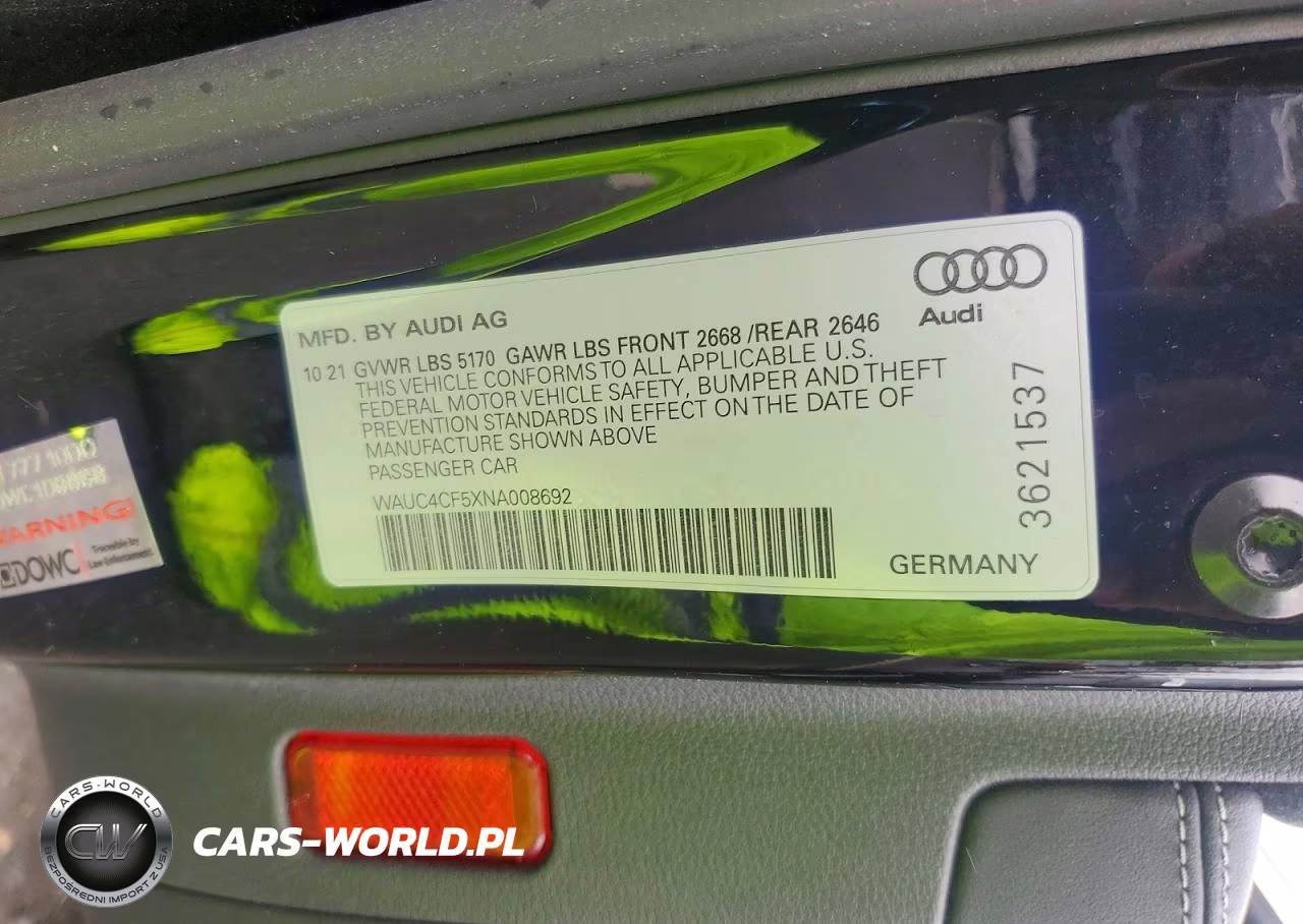 2022 Audi S5 Premium Plus VIN:WAUC4CF5XNA008692 - 12
