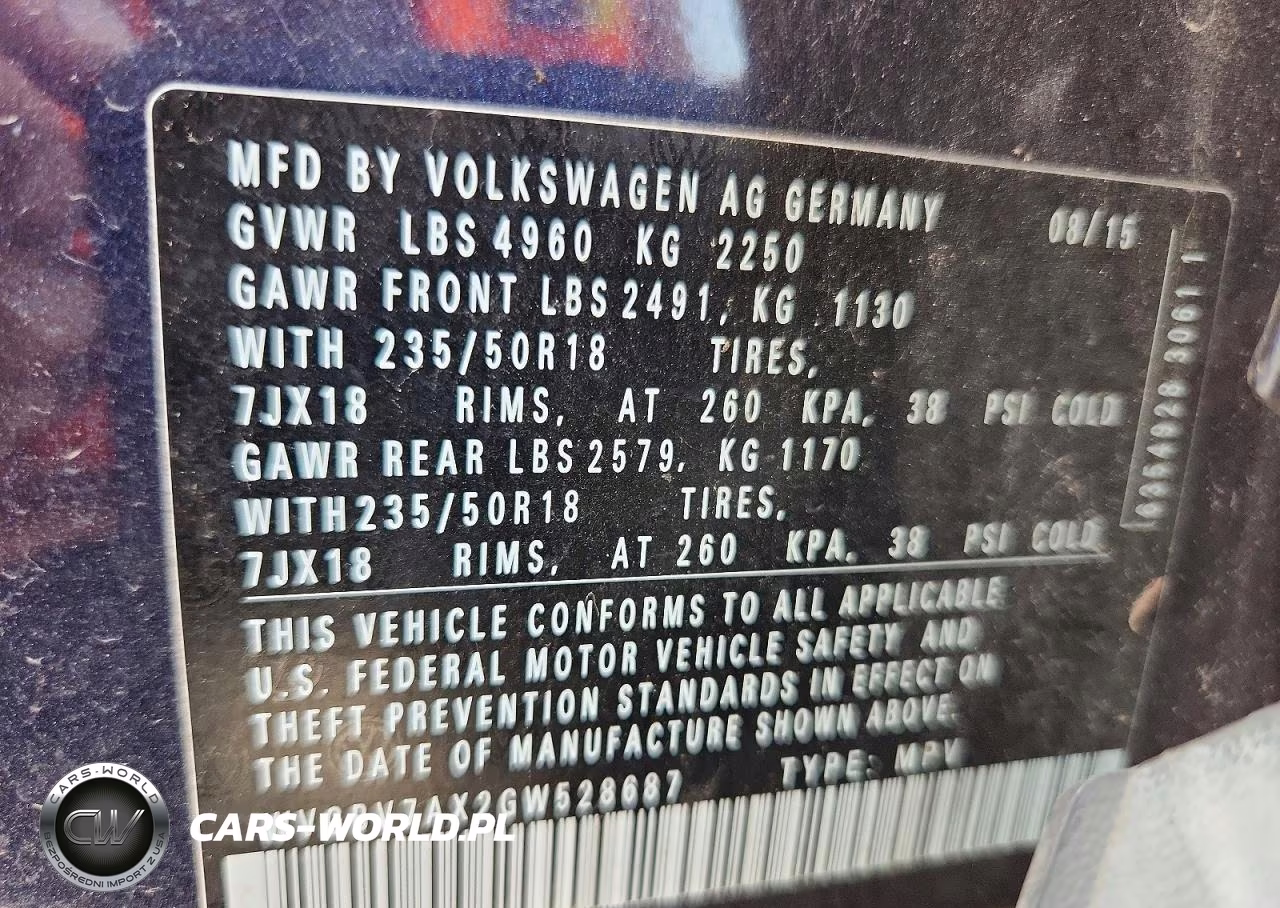 2016 Volkswagen Tiguan S VIN:WVGBV7AX2GW528687 - 14