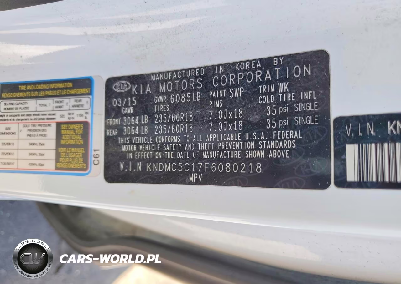 2015 Kia Sedona Sx VIN:KNDMC5C17F6080218 - 13