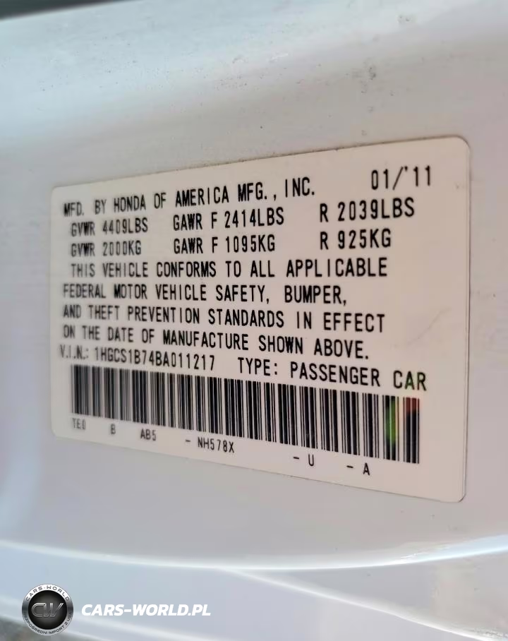 2011 Honda Accord Ex VIN:1HGCS1B74BA011217 - 12