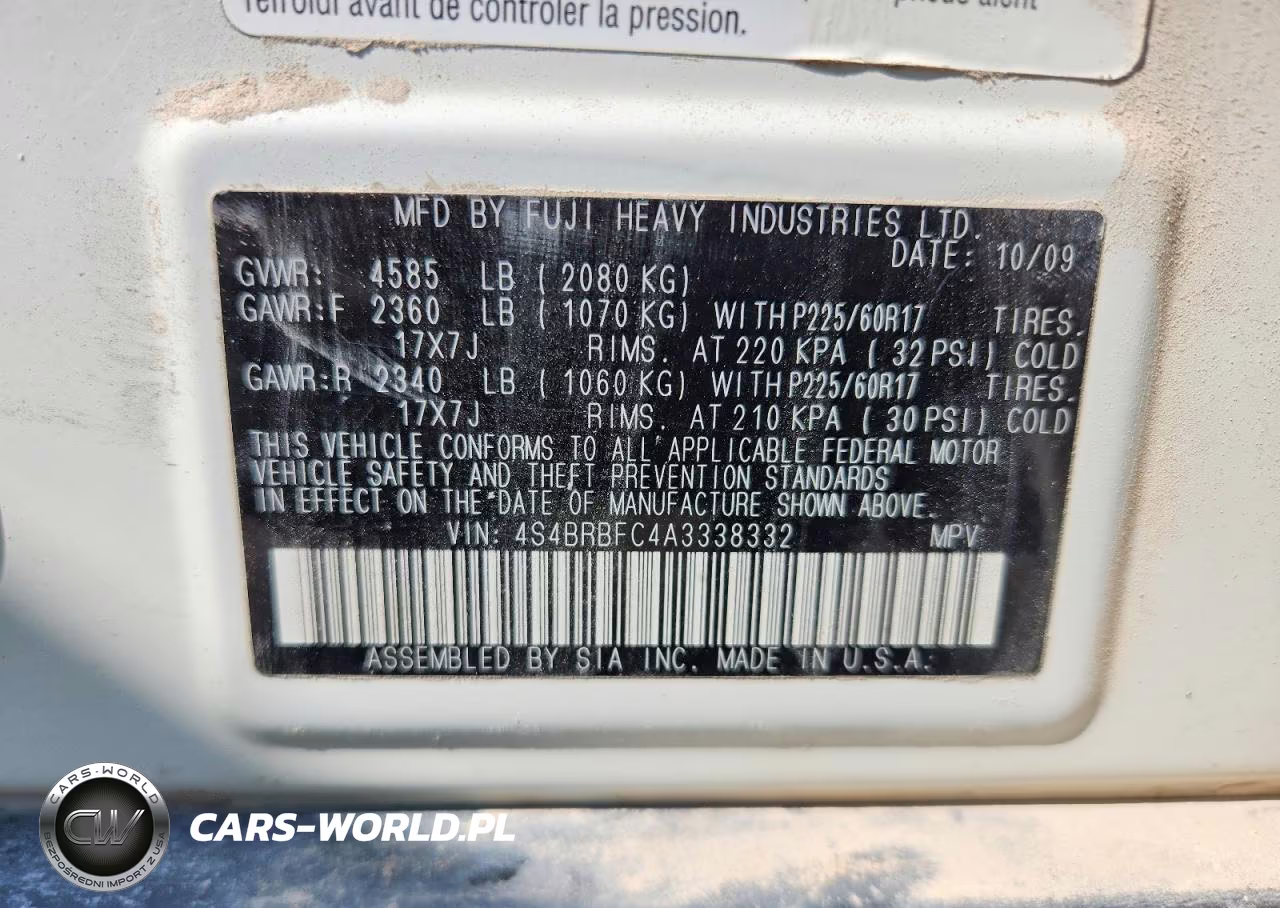 2010 Subaru Outback 2.5I Premium VIN:4S4BRBFC4A3338332 - 13