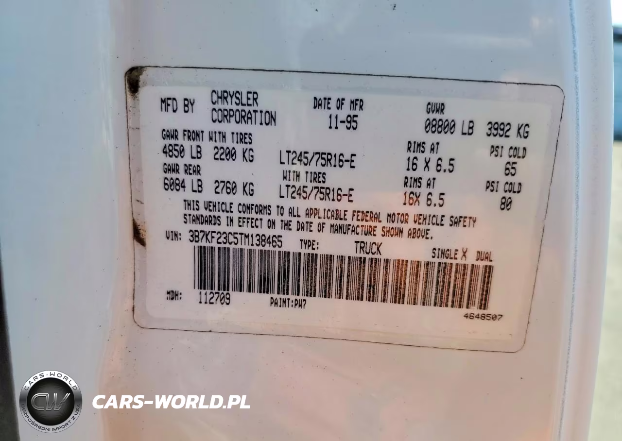 1996 Dodge Ram 2500 VIN:3B7KF23C5TM138465 - 12