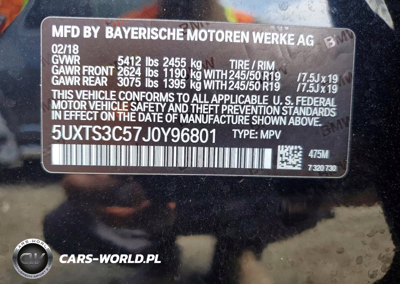 2018 BMW X3 xDrivem40I VIN:5UXTS3C57J0Y96801 - 14