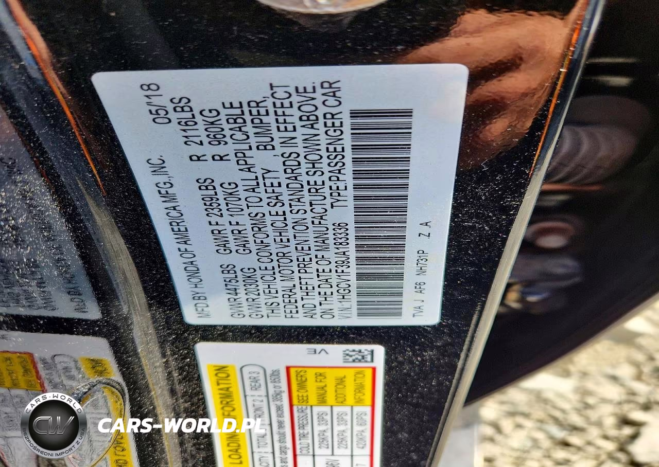 2018 Honda Accord Sport VIN:1HGCV1F39JA183336 - 12
