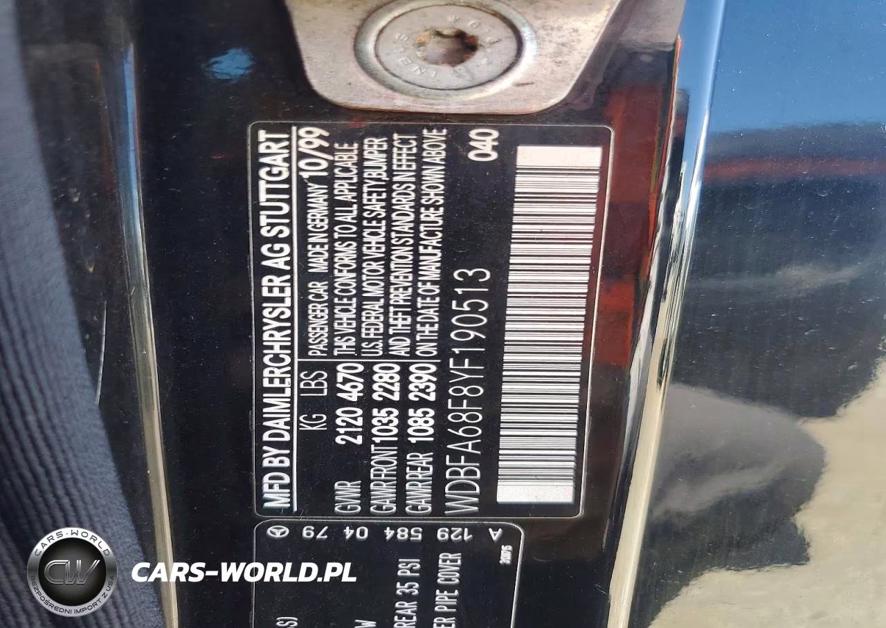 2000 Mercedes-Benz Sl 500 VIN:WDBFA68F8YF190513 - 12