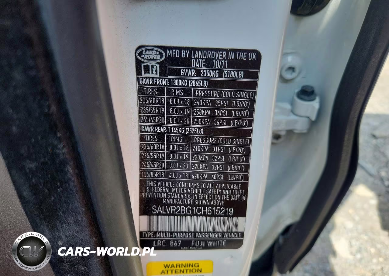 2012 Land Rover Range Rover Evoque Pure Premium VIN:SALVR2BG1CH615219 - 13