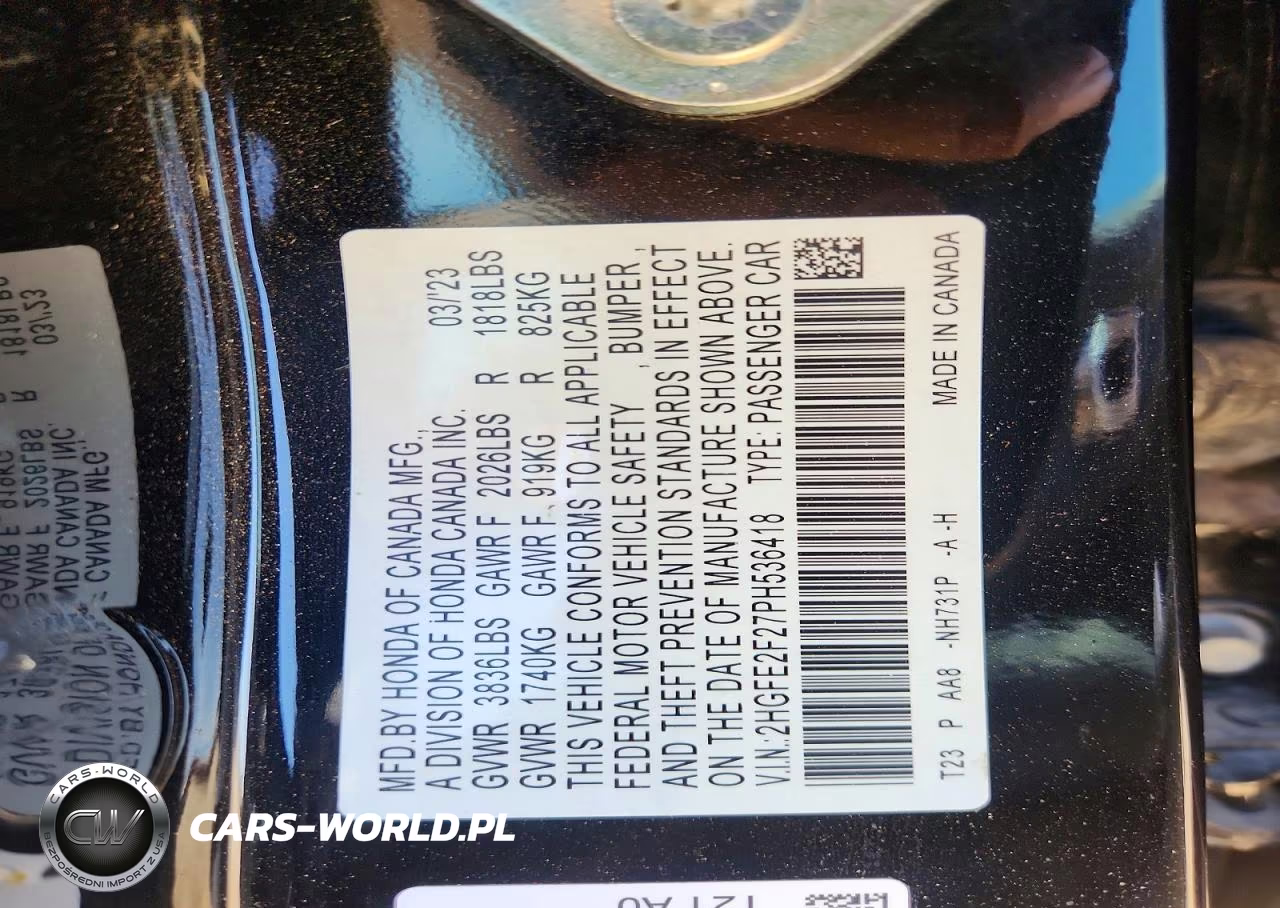 2023 Honda Civic Lx VIN:2HGFE2F27PH536418 - 13