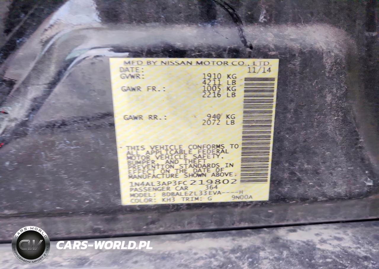 2015 Nissan Altima 2.5 S VIN:1N4AL3AP3FC219802 - 12