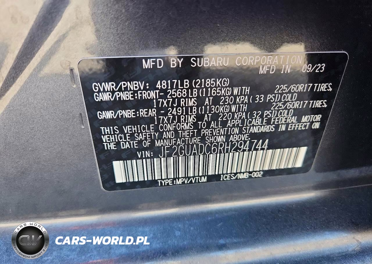 2024 Subaru Crosstrek Premium VIN:JF2GUADC6RH294744 - 14