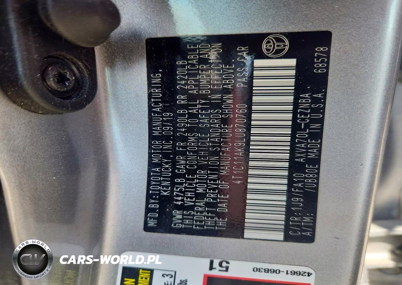 2020 Toyota Camry Le VIN:4T1C11AK9LU870760 - 13
