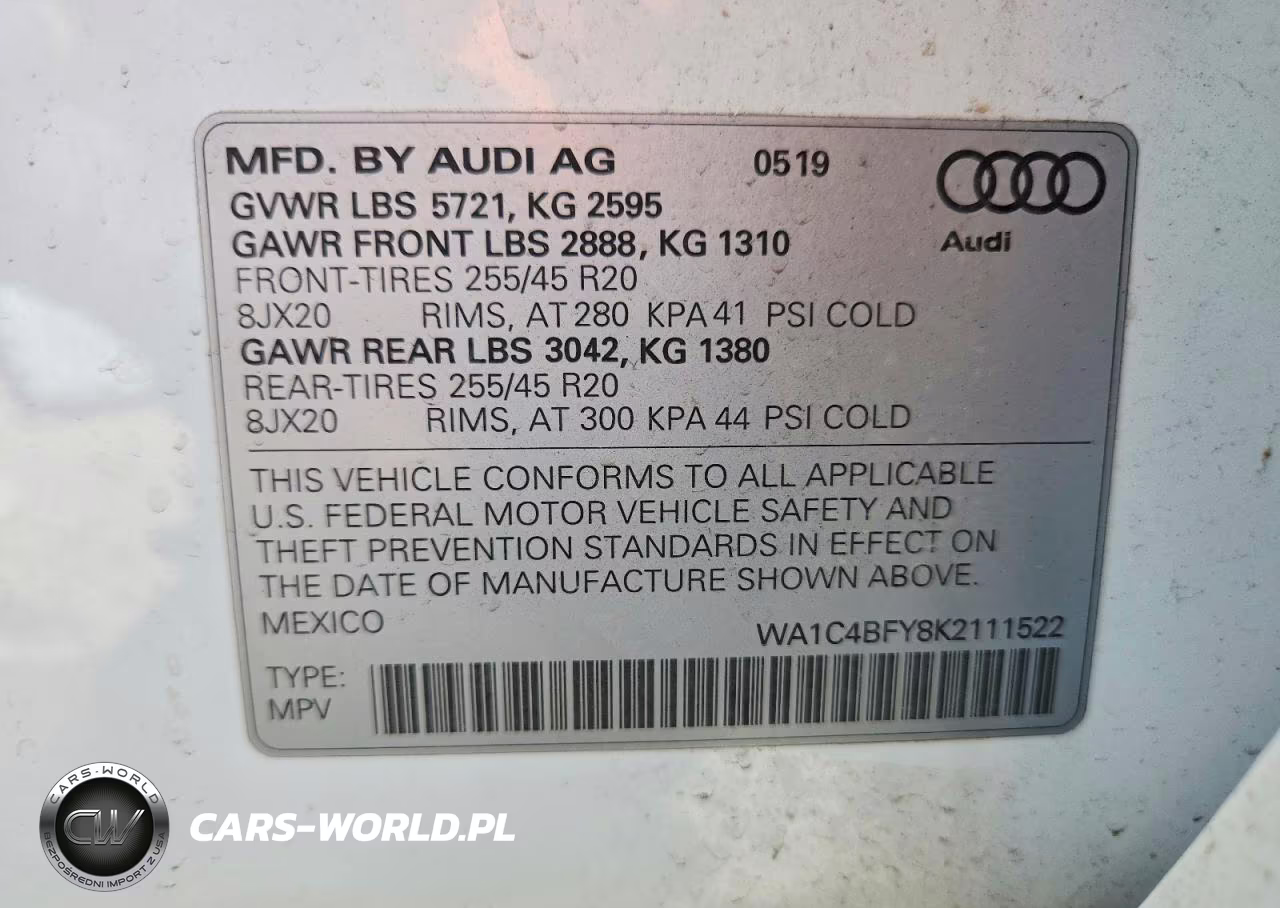2019 Audi Sq5 Prestige VIN:WA1C4BFY8K2111522 - 13