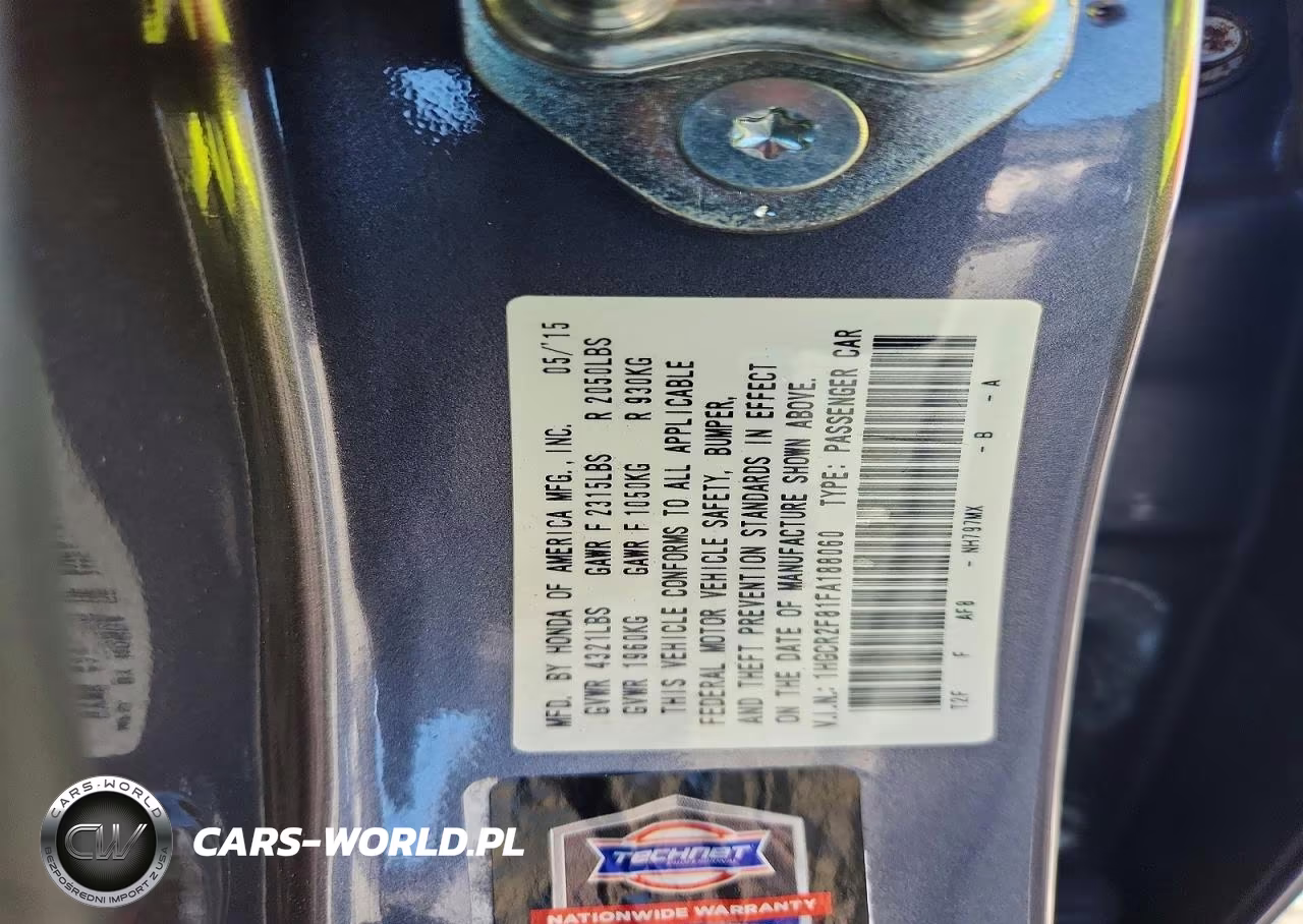 2015 Honda Accord Exl VIN:1HGCR2F81FA188060 - 12