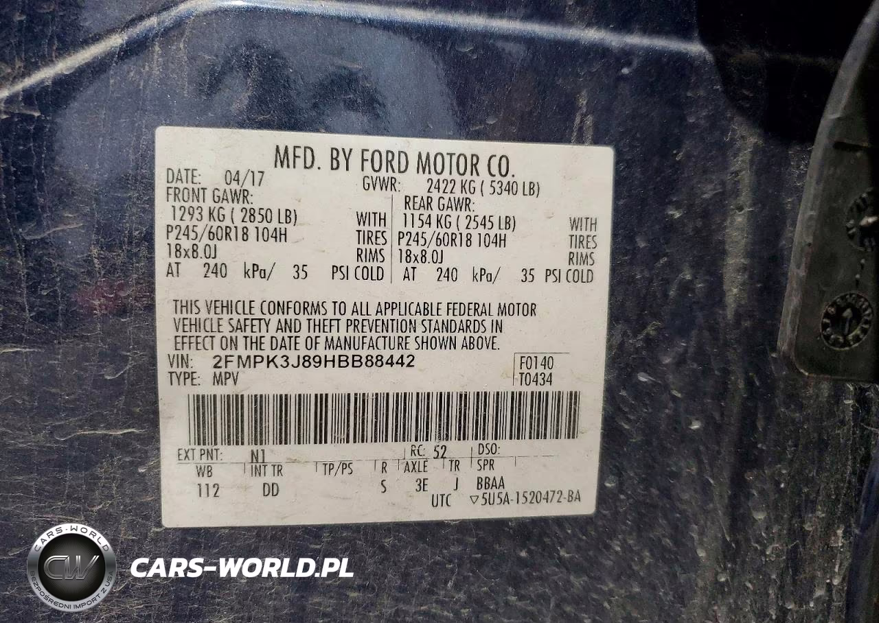 2017 Ford Edge Sel VIN:2FMPK3J89HBB88442 - 13