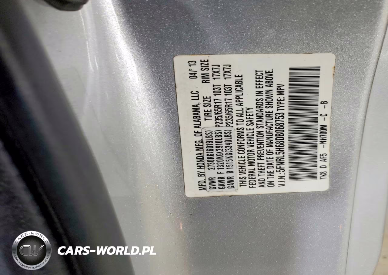 2013 Honda Odyssey Exl VIN:5FNRL5H68DB068753 - 13
