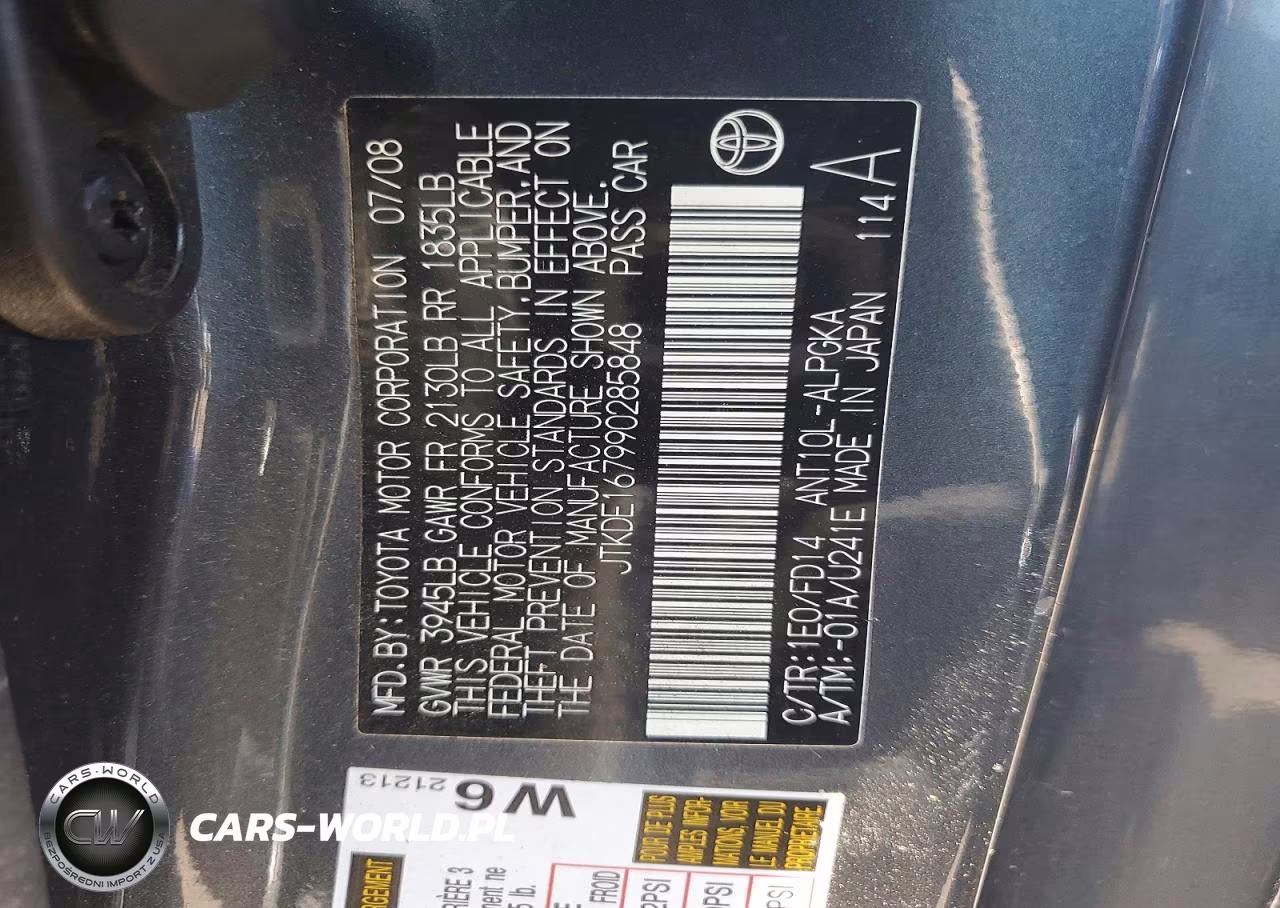 2009 Scion Tc Base VIN:JTKDE167990285848 - 12
