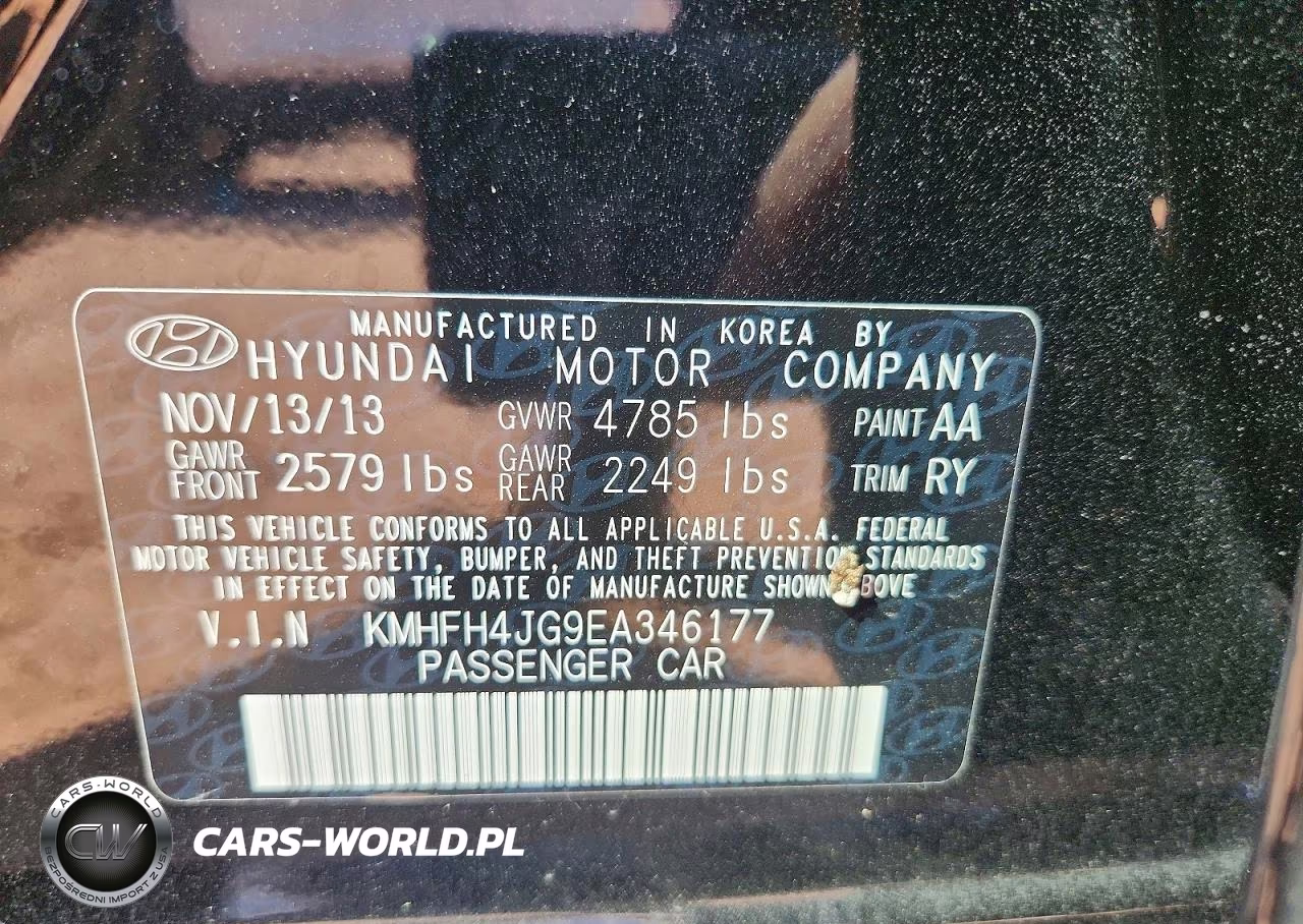 2014 Hyundai Azera VIN:KMHFH4JG9EA346177 - 12