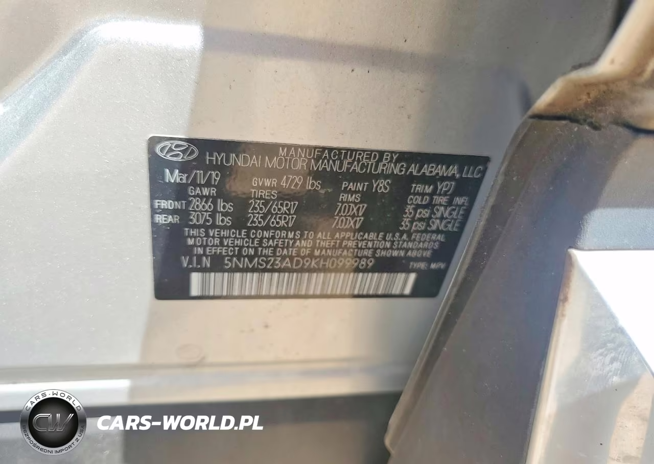 2019 Hyundai Santa Fe Se VIN:5NMS23AD9KH099989 - 12