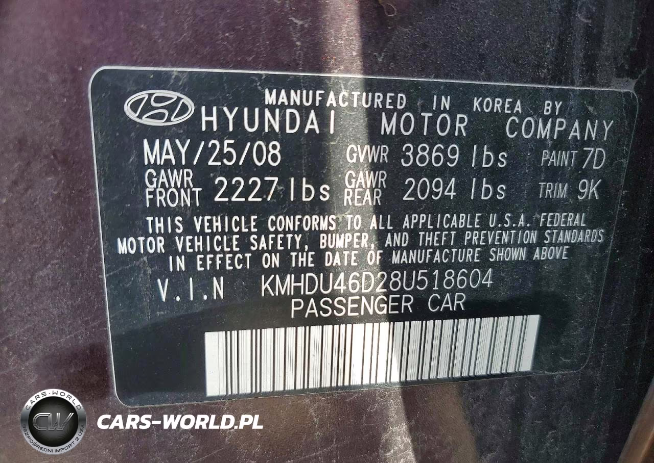 2008 Hyundai Elantra Gls VIN:KMHDU46D28U518604 - 12