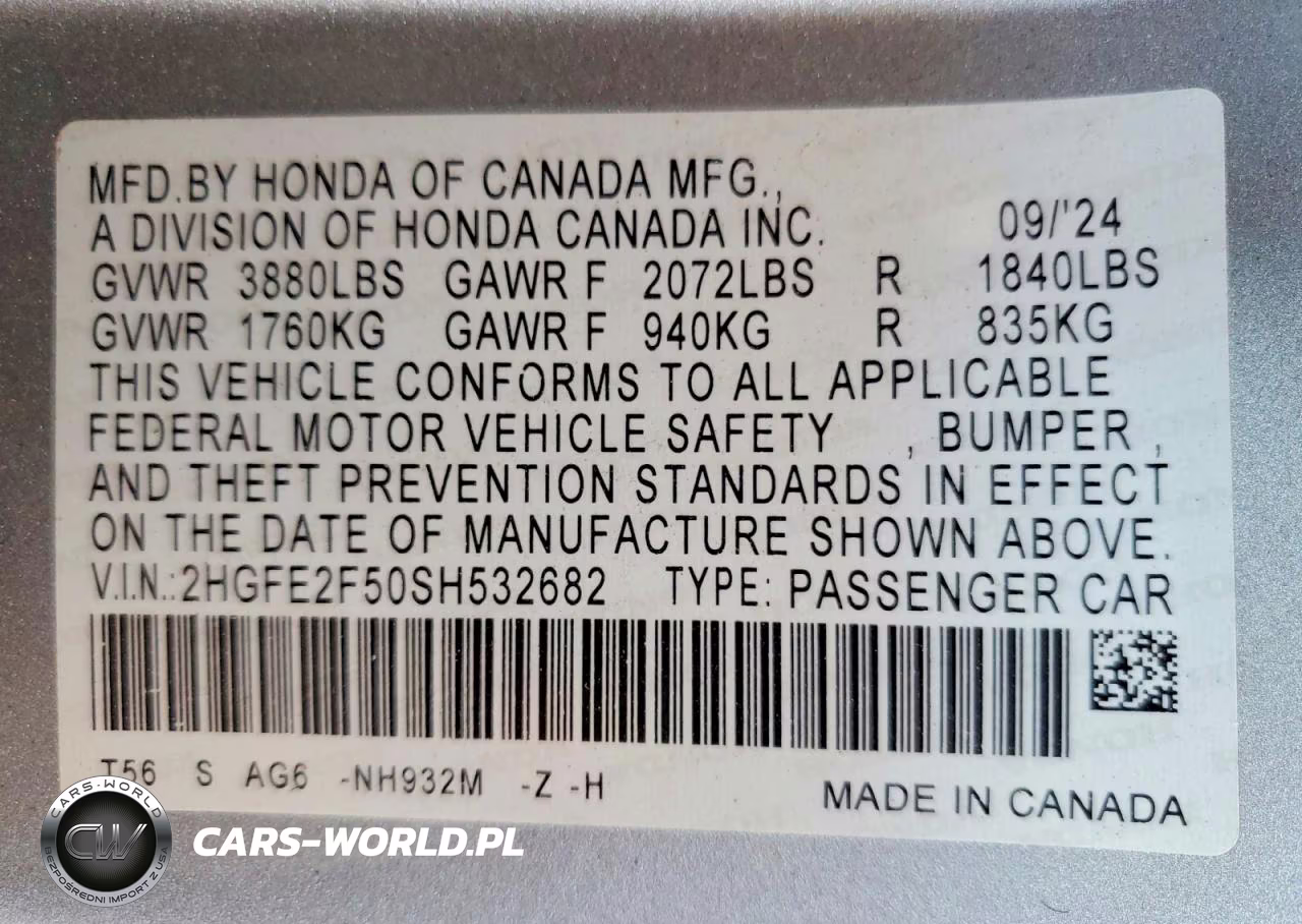 2025 Honda Civic Sport VIN:2HGFE2F50SH532682 - 12