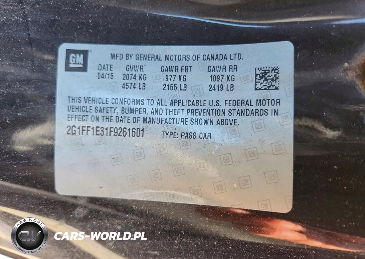 2015 Chevrolet Camaro Lt VIN:2G1FF1E31F9261601 - 12