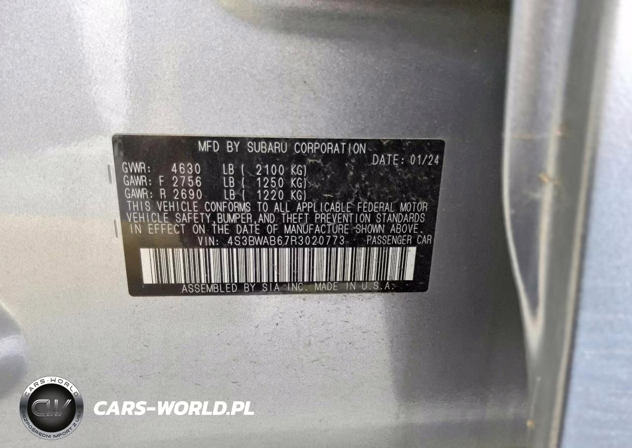 2024 Subaru Legacy VIN:4S3BWAB67R3020773 - 12