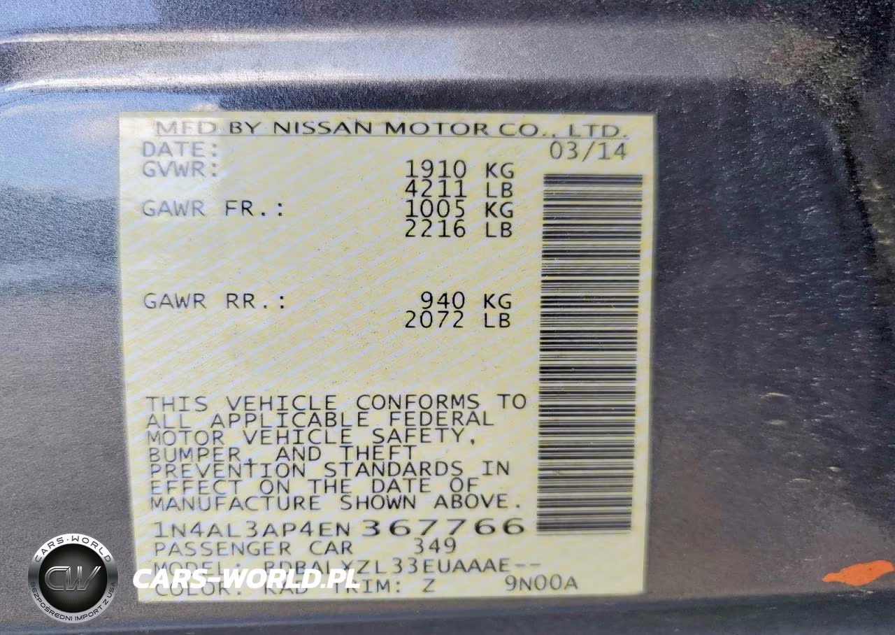 2014 Nissan Altima 2.5 Sl VIN:1N4AL3AP4EN367766 - 12