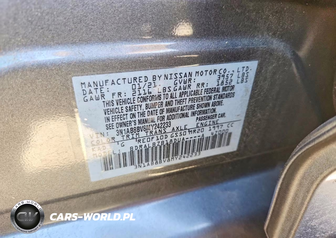 2021 Nissan Sentra S VIN:3N1AB8BV8MY242233 - 12