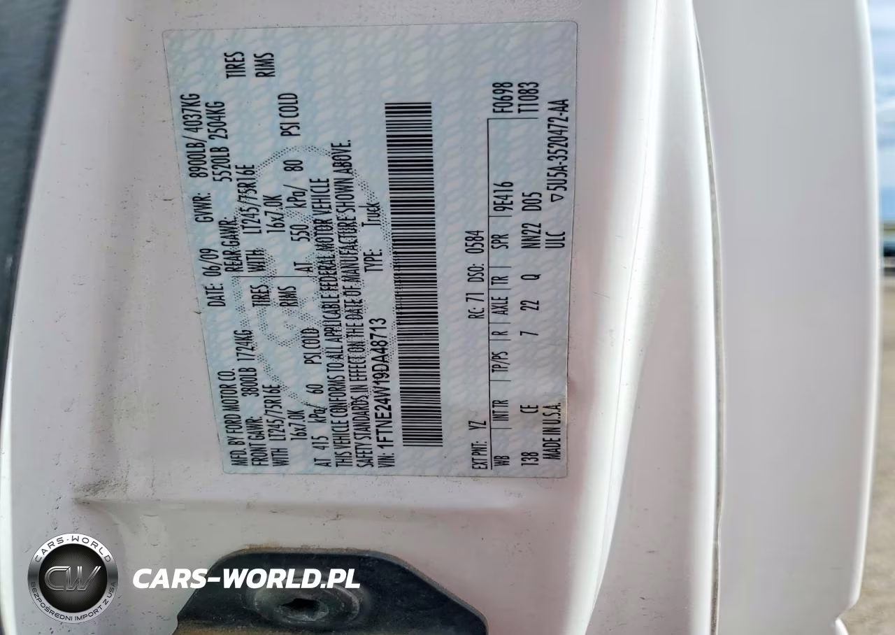 2009 Ford Econoline E250 Van VIN:1FTNE24W19DA48713 - 12