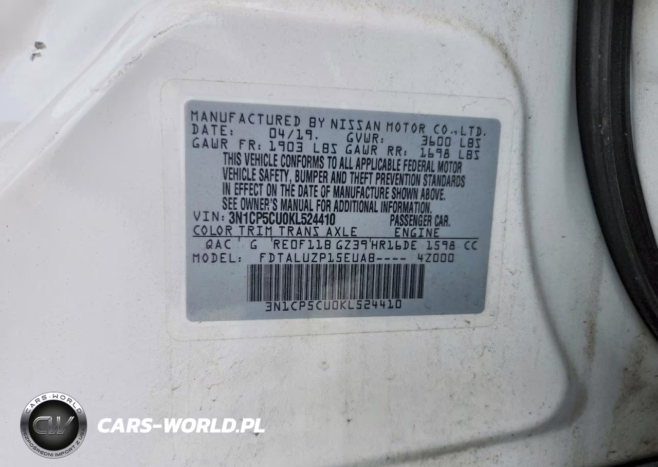 2019 Nissan Kicks Sr VIN:3N1CP5CU0KL524410 - 13